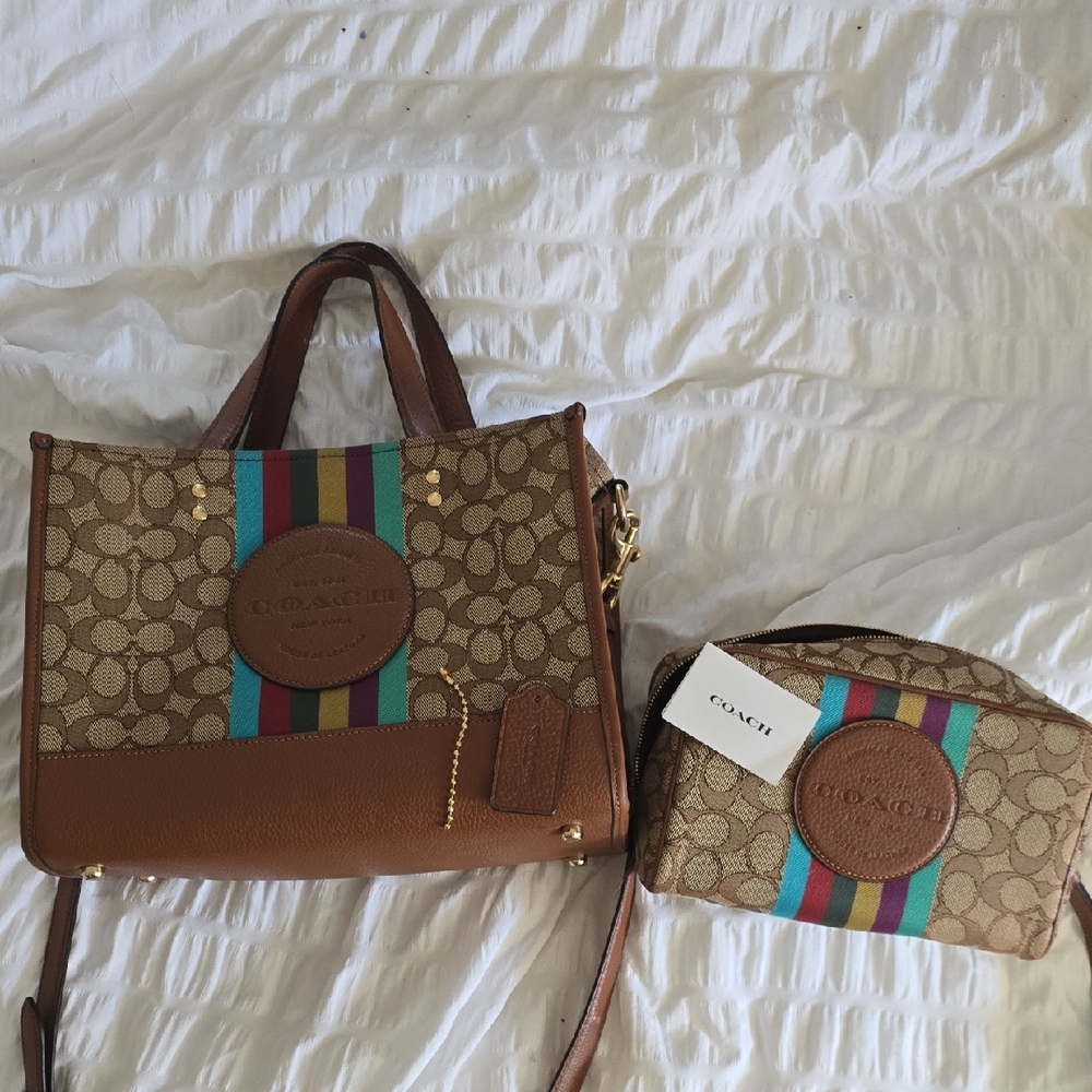 Coach Multicolor Signature Satchel and Pouch Set